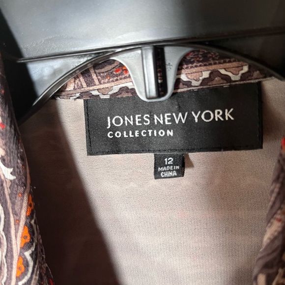Blouse Jones New York Collection Silk button/up long sleeve semi lined sz 12 top - Picture 5 of 8